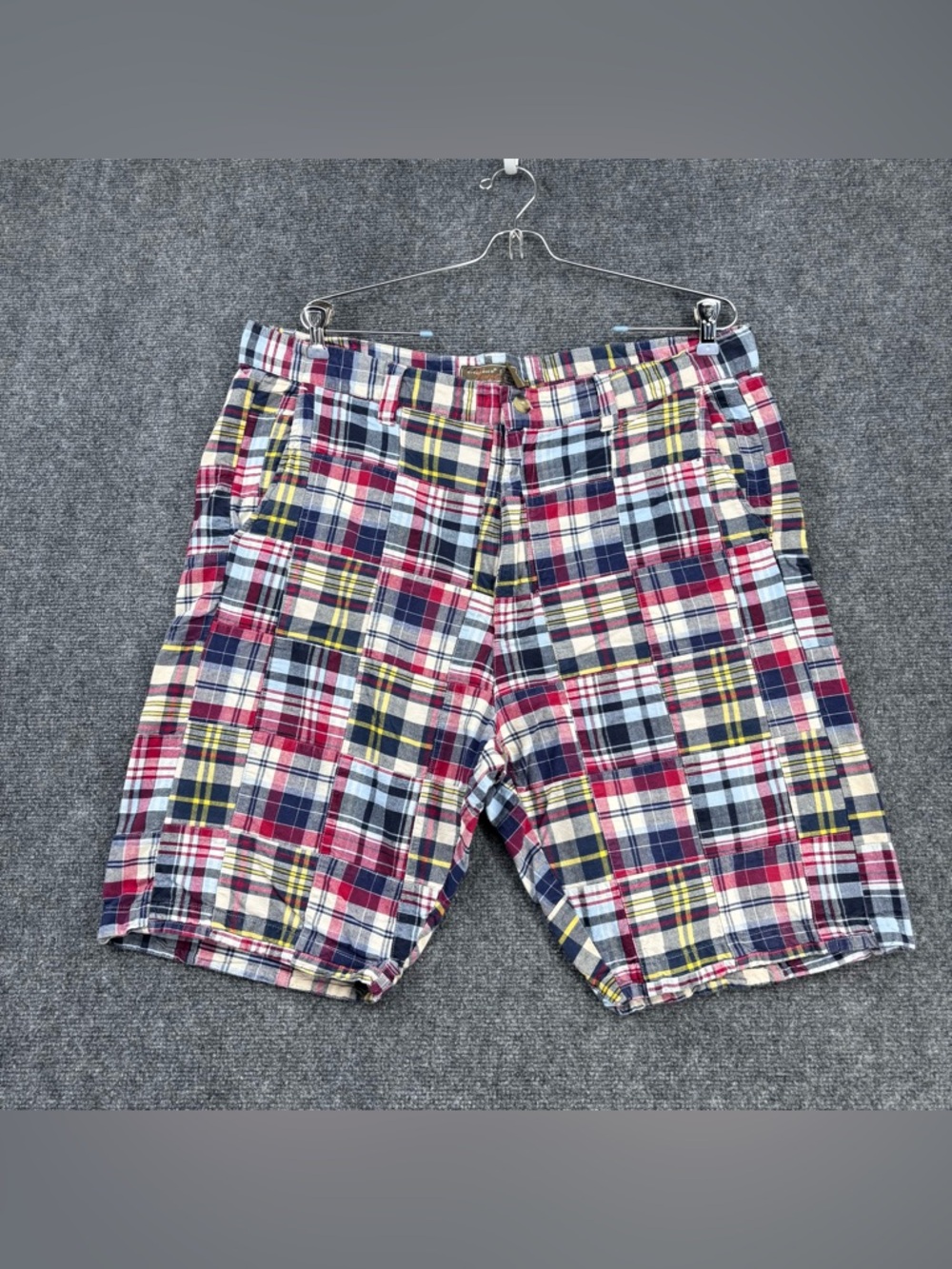 Siegfried Vintage Men’s Madras Plaid Shorts Size 38 Patchwork Golf Preppy